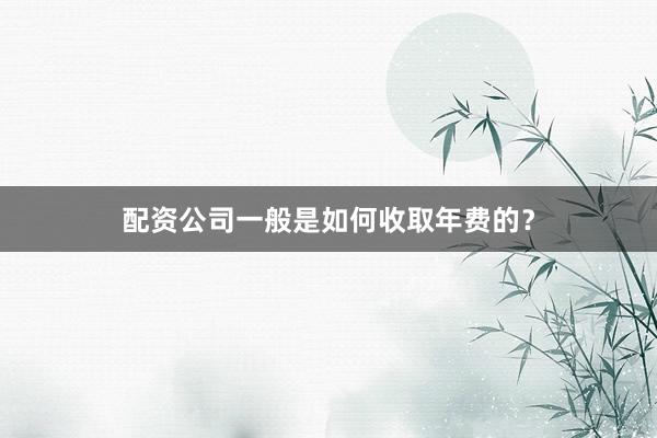 配资公司一般是如何收取年费的？