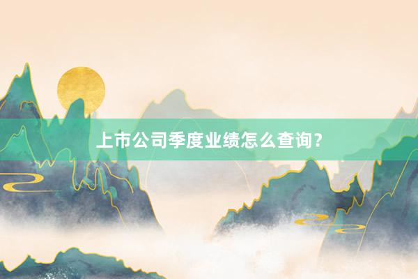 上市公司季度业绩怎么查询？